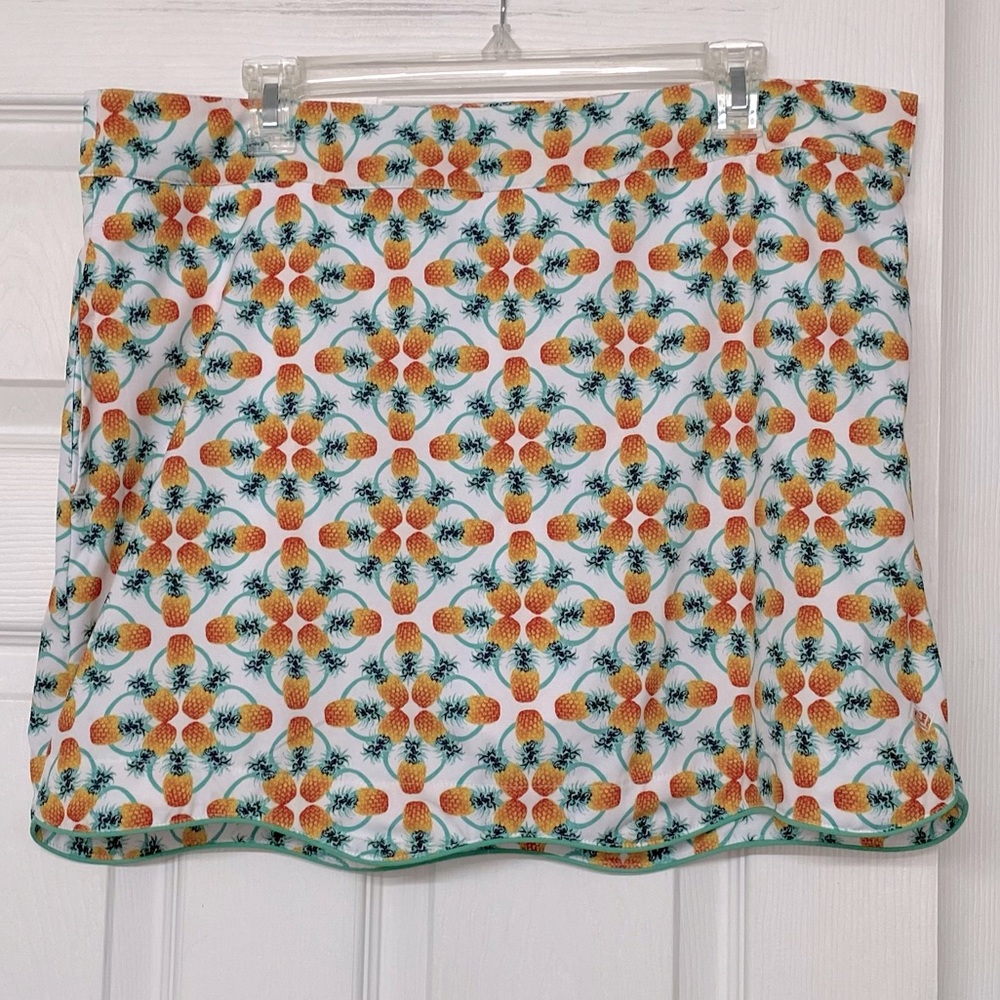 Zelos Pineapple Print Scalloped Hem Skort Sz 12